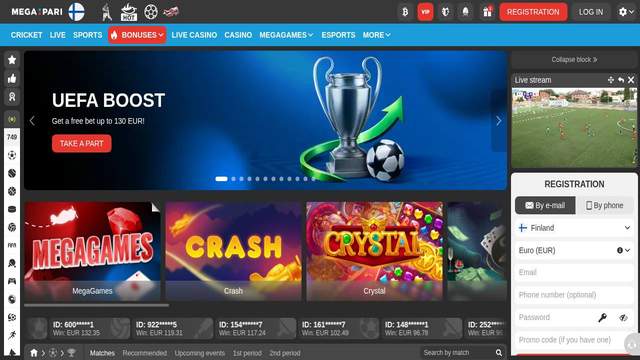 Megapari casino screenshot